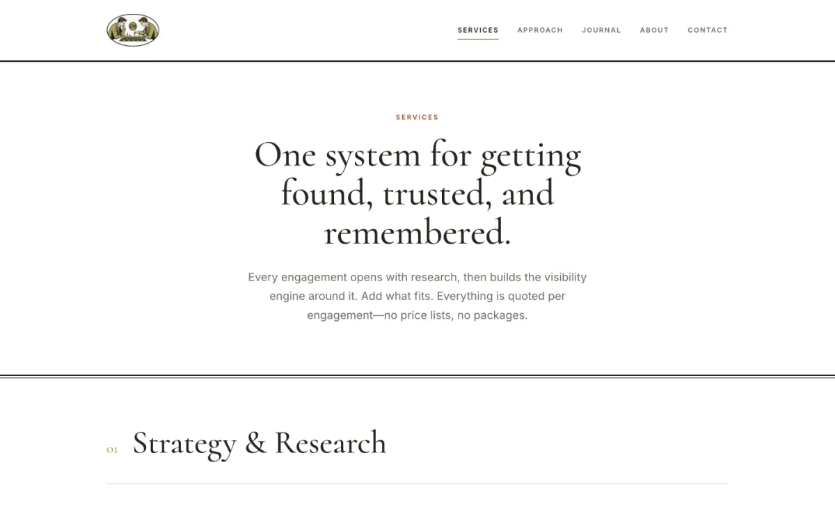The Gambit Media services section, with five expandable service categories